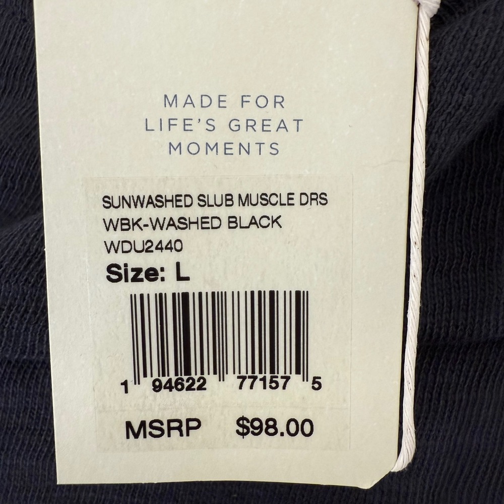 NWT Faherty Sunwashed Slub Muscle Dress WDU2440 Organic Cotton Black Size Large - Picture 6 of 8